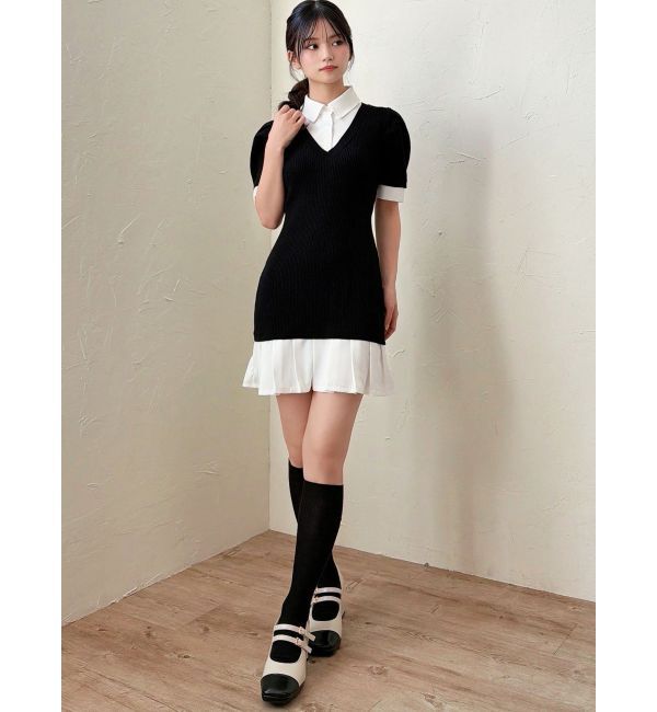 RESEXXY「シャツレイヤードミニニットワンピース」|ワンピース|