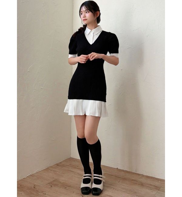 RESEXXY「シャツレイヤードミニニットワンピース」|ワンピース|