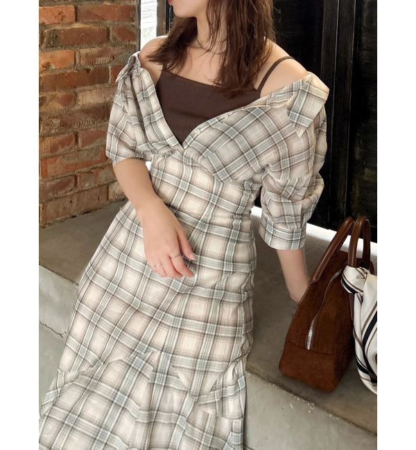 dazzlin「レイヤードシャツドッキングワンピース」|ワンピース|