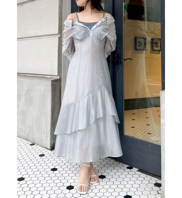 dazzlin「レイヤードシャツドッキングワンピース」|ワンピース|ブルー