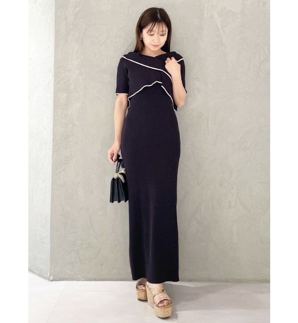 MERCURYDUO「ショートトップスセット配色ニットワンピース」|ワンピース|