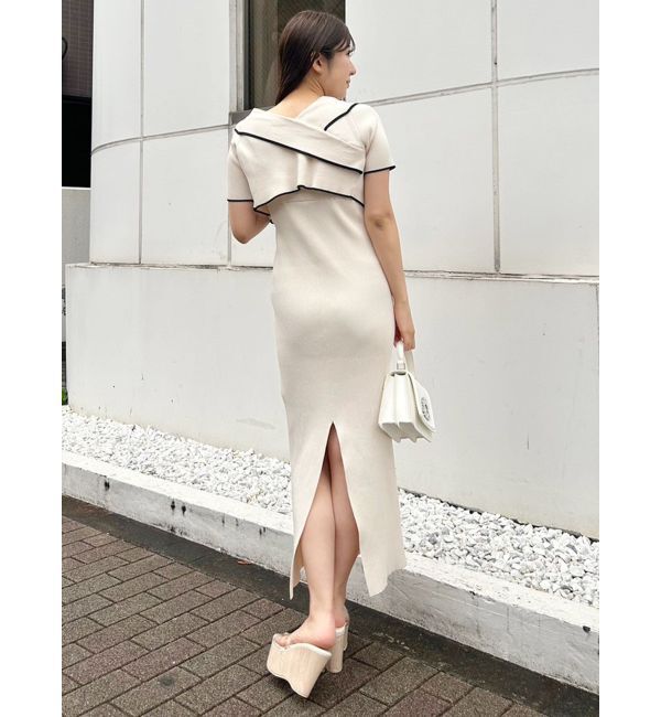 MERCURYDUO「ショートトップスセット配色ニットワンピース」|ワンピース|