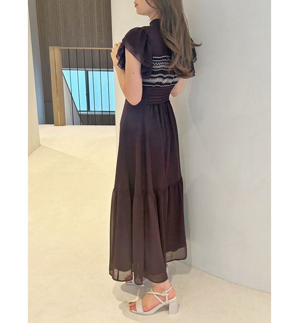 MERCURYDUO「カラースモッキングラッフルワンピース」|ワンピース|