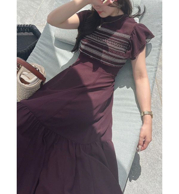 MERCURYDUO「カラースモッキングラッフルワンピース」|ワンピース|