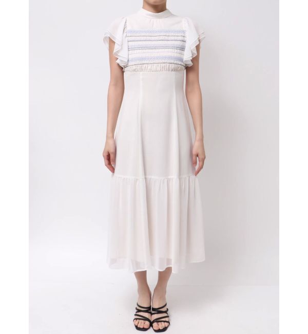 MERCURYDUO「カラースモッキングラッフルワンピース」|ワンピース|