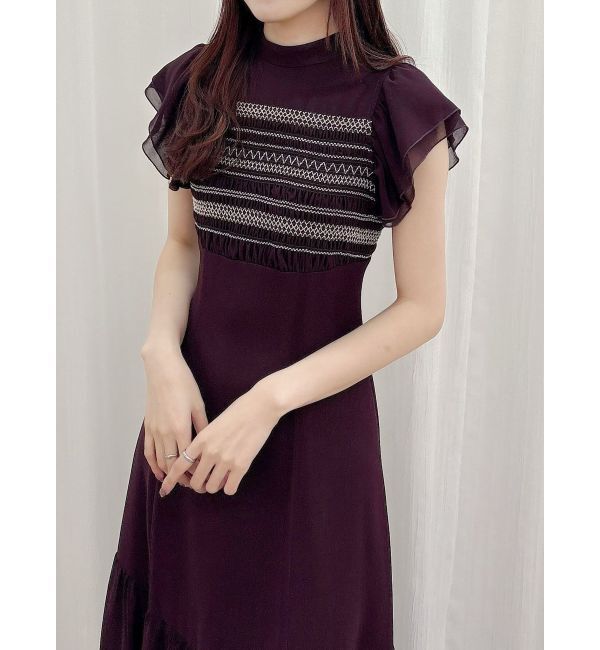 MERCURYDUO「カラースモッキングラッフルワンピース」|ワンピース|