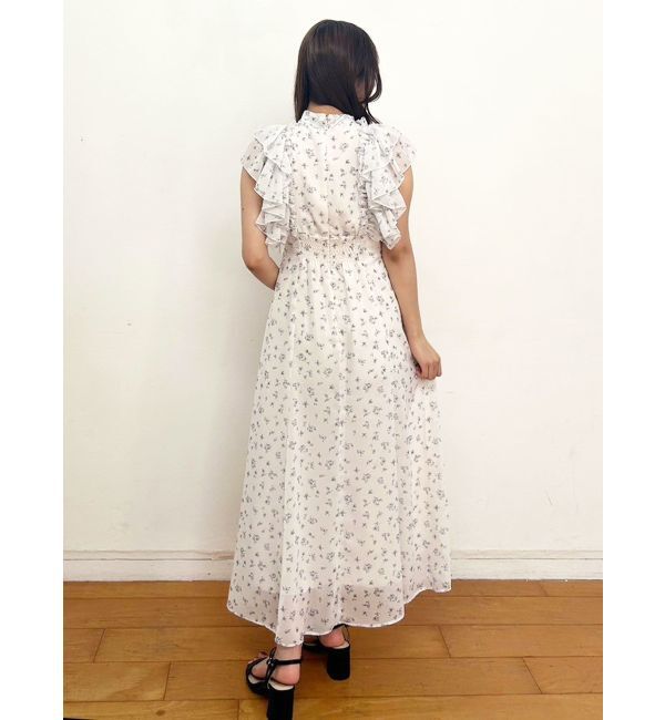 MERCURYDUO「フリルスリーブフラワーワンピース」|ワンピース|