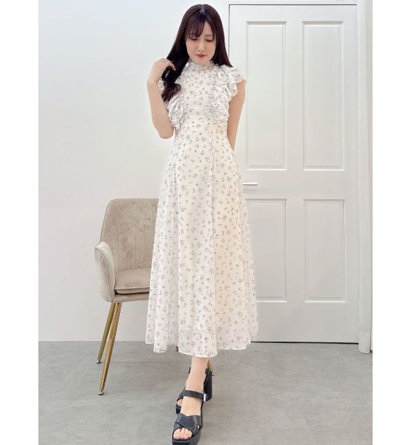 MERCURYDUO「フリルスリーブフラワーワンピース」|ワンピース|