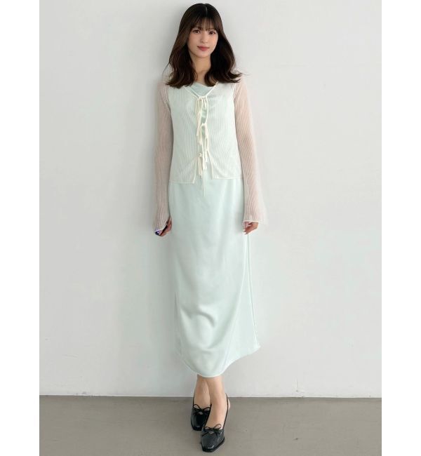 MERCURYDUO「シアーフロントリボンカーデ」|カーディガン|