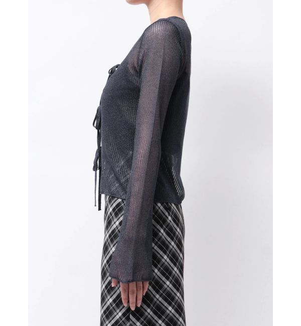 MERCURYDUO「シアーフロントリボンカーデ」|カーディガン|