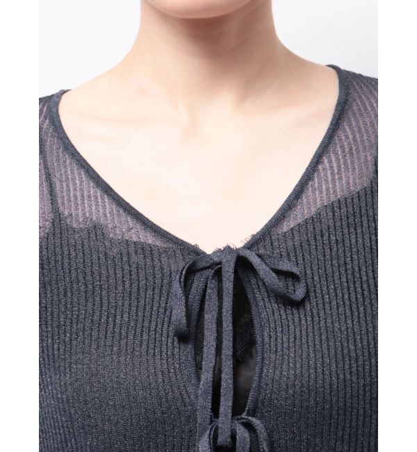 MERCURYDUO「シアーフロントリボンカーデ」|カーディガン|