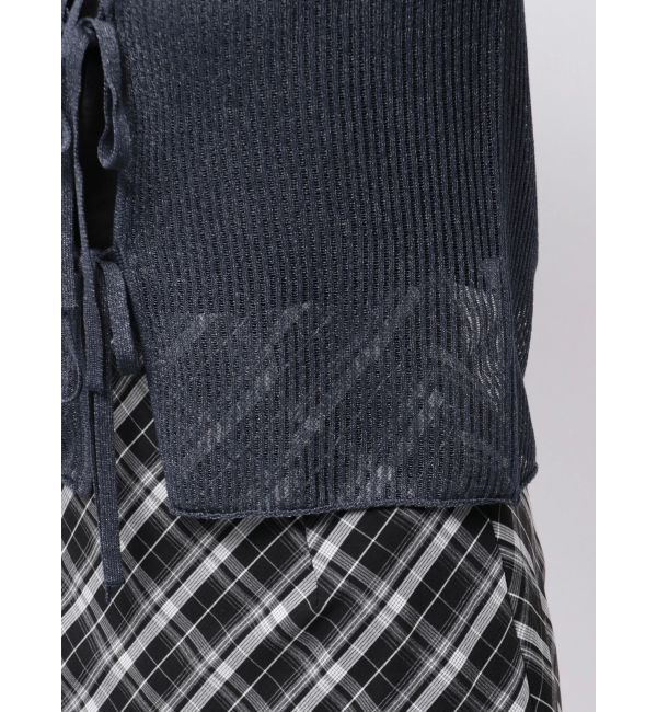 MERCURYDUO「シアーフロントリボンカーデ」|カーディガン|