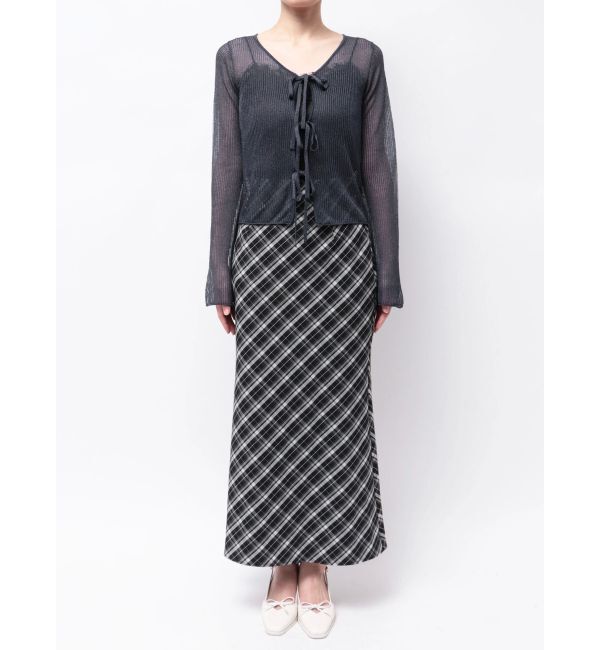 MERCURYDUO「シアーフロントリボンカーデ」|カーディガン|