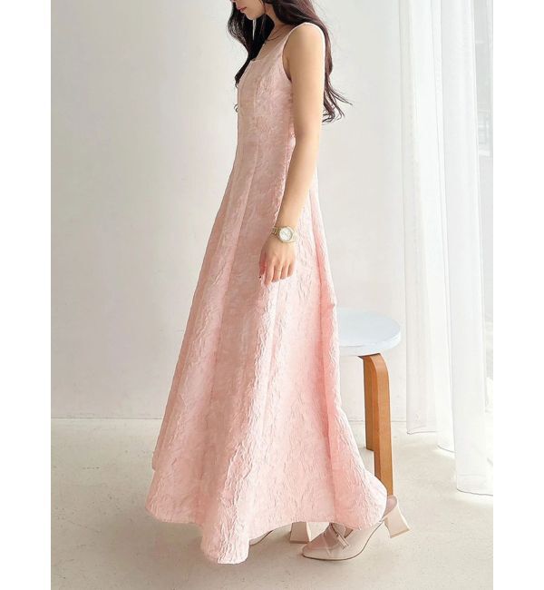 MERCURYDUO「ジャカードフィットアンドフレアジャンスカ」|ワンピース|ピンク