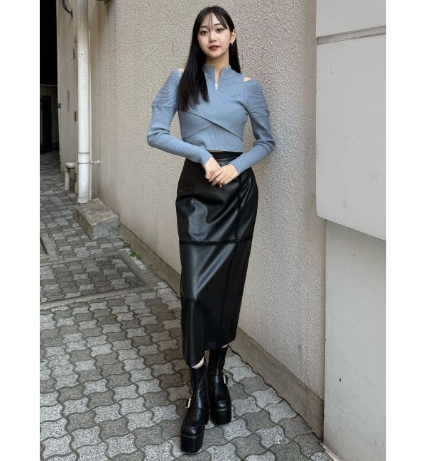 MURUA「カシュクールハーフジップトップス」|ニット・セーター|