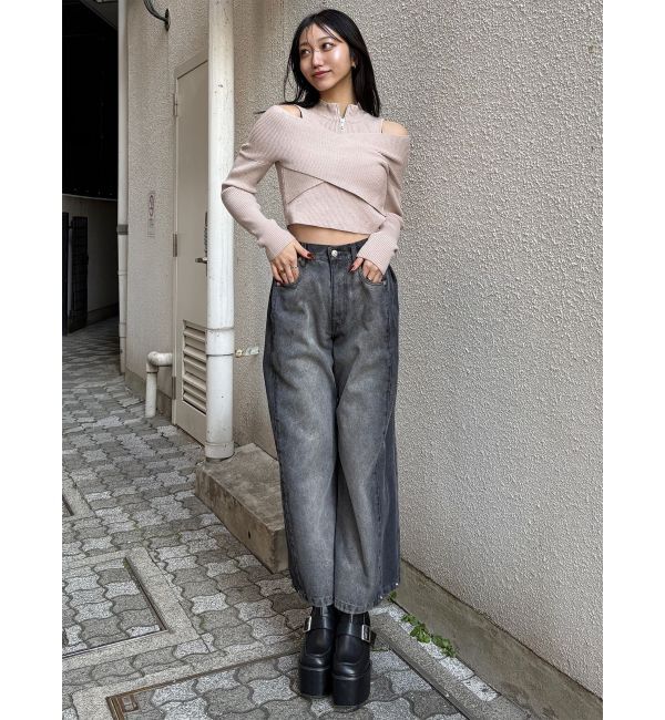 MURUA「カシュクールハーフジップトップス」|ニット・セーター|