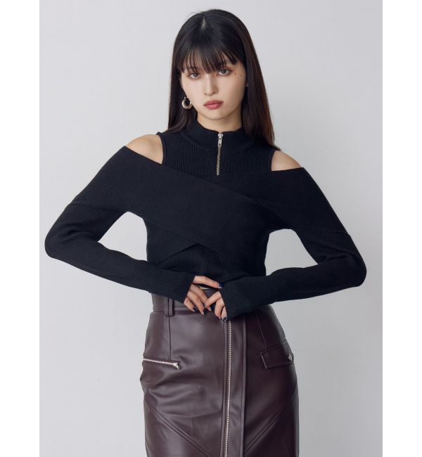 MURUA「カシュクールハーフジップトップス」|ニット・セーター|