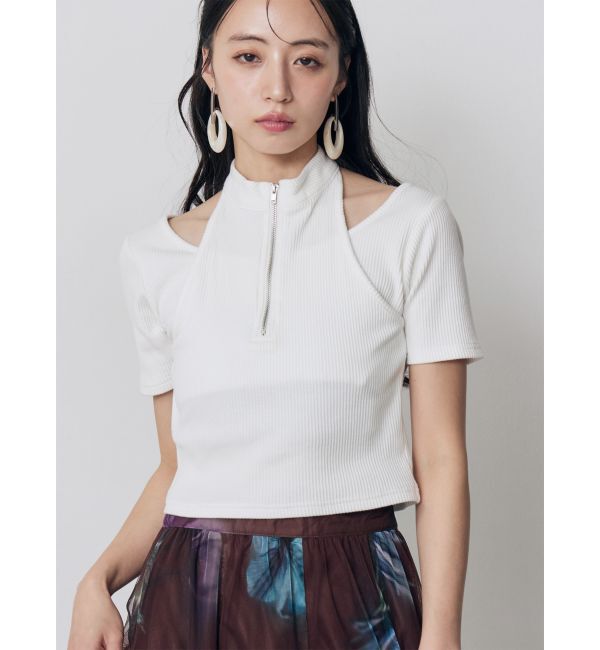 MURUA「ホルターハーフジップテレコトップス」|Tシャツ・カットソー|ホワイト