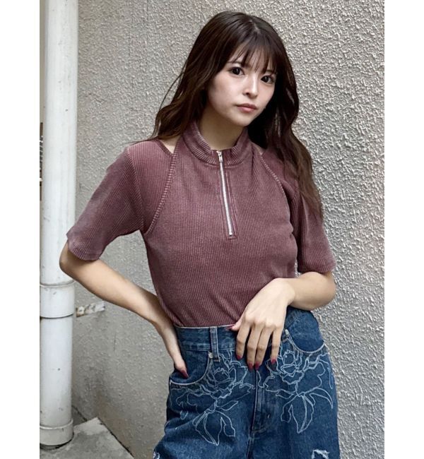 MURUA「ホルターハーフジップテレコトップス」|Tシャツ・カットソー|
