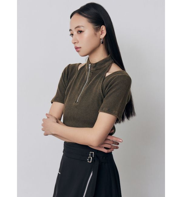 MURUA「ホルターハーフジップテレコトップス」|Tシャツ・カットソー|