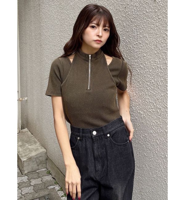 MURUA「ホルターハーフジップテレコトップス」|Tシャツ・カットソー|