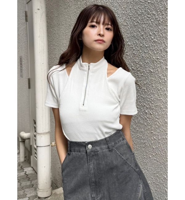 MURUA「ホルターハーフジップテレコトップス」|Tシャツ・カットソー|