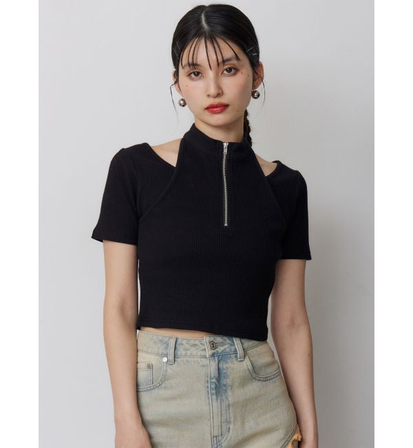 MURUA「ホルターハーフジップテレコトップス」|Tシャツ・カットソー|