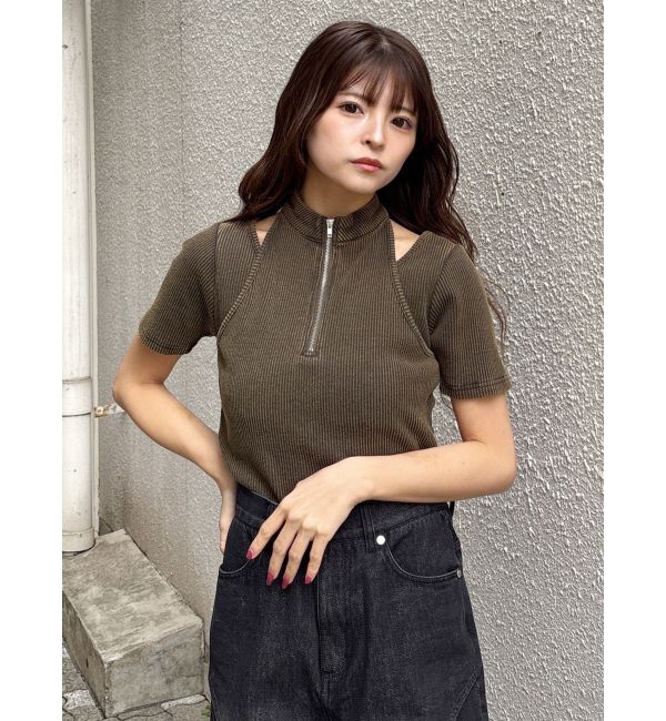 MURUA「ホルターハーフジップテレコトップス」|Tシャツ・カットソー|