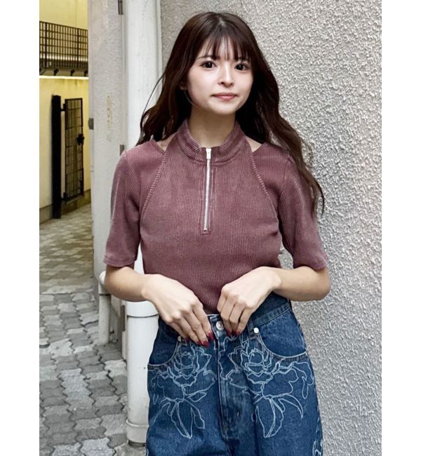 MURUA「ホルターハーフジップテレコトップス」|Tシャツ・カットソー|