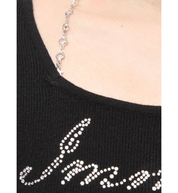 EVRIS「ラインストーンロゴニットトップス」|ニット・セーター|