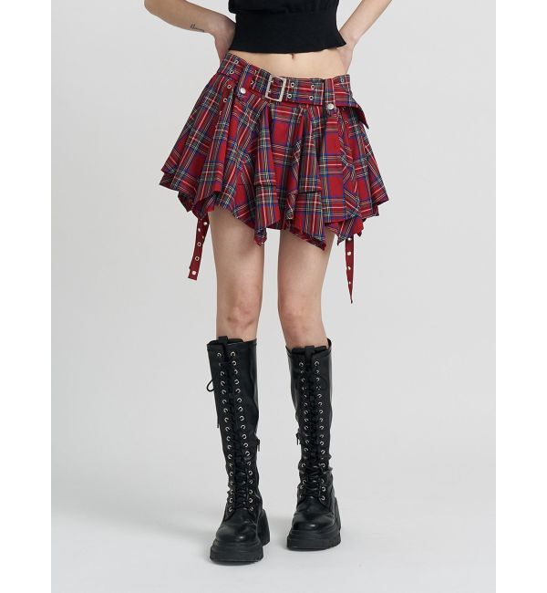 jouetie「アシメヘムベルテッドミニスカート」|スカート|レッド