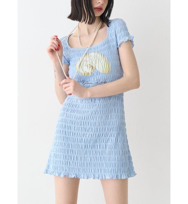 jouetie「シャーリングミニワンピース」|ワンピース|ブルー