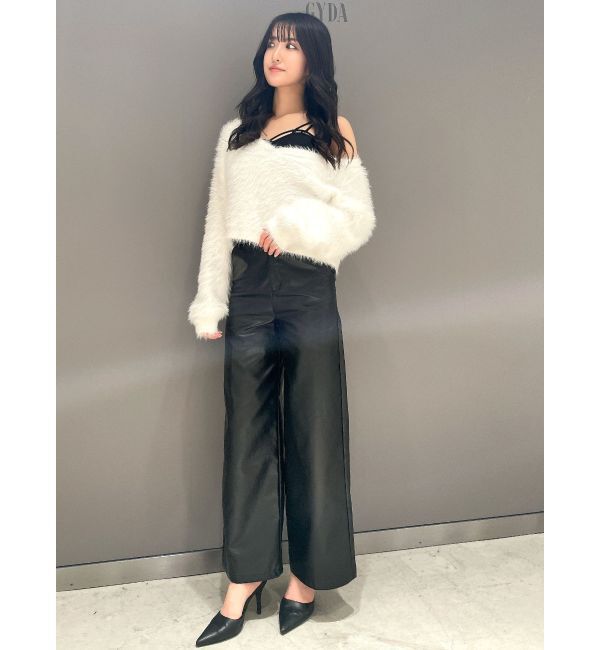GYDA「フェイクレザーワイドパンツ」|その他|