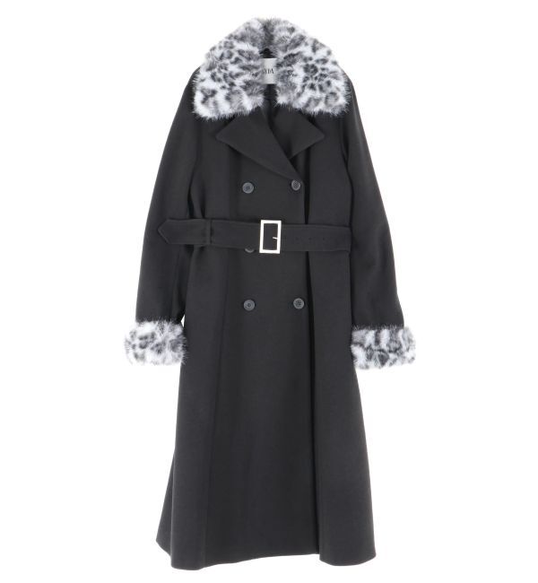 GYDA「ベルト付タイトエコファーロングコート」|チェスターコート|