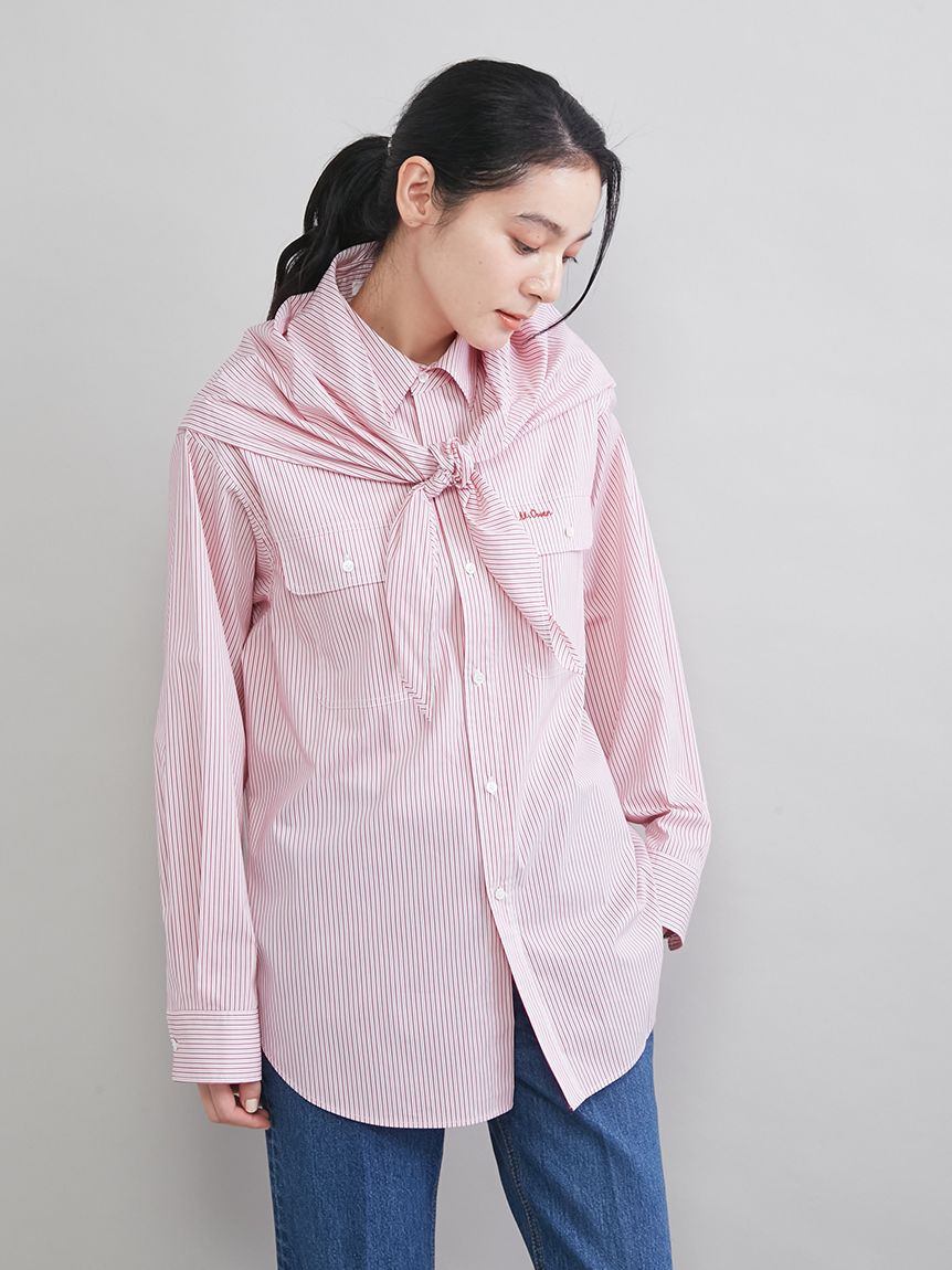 Mila Owen「スカーフ付きストライプワークシャツ」|シャツ・ブラウス|