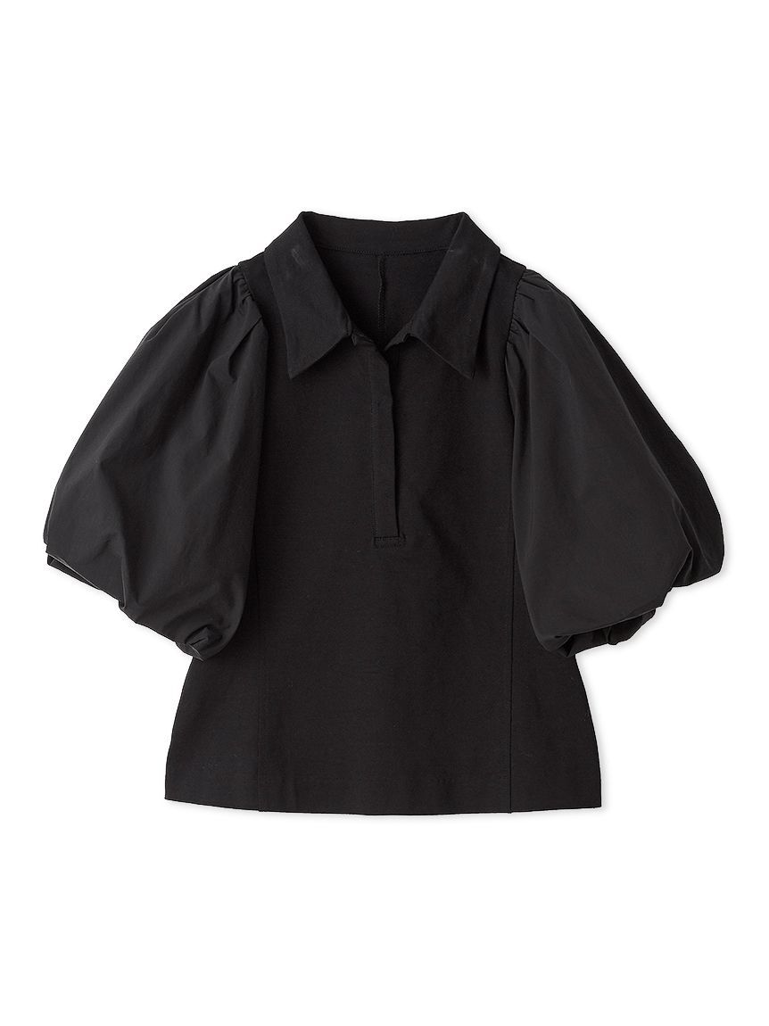 FRAY I.D「パフスリーブポロカラートップス」|Tシャツ・カットソー|BLK