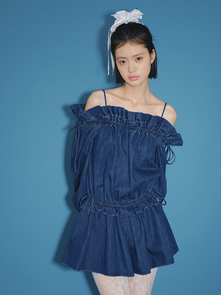 LILY BROWN「デコルテフリルミニロンパース」|オールインワン|