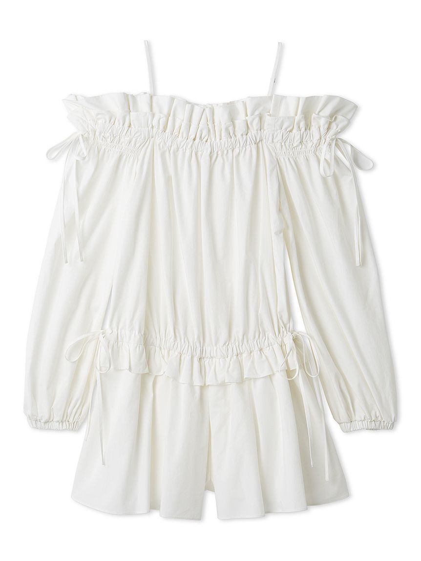 LILY BROWN「デコルテフリルミニロンパース」|オールインワン|