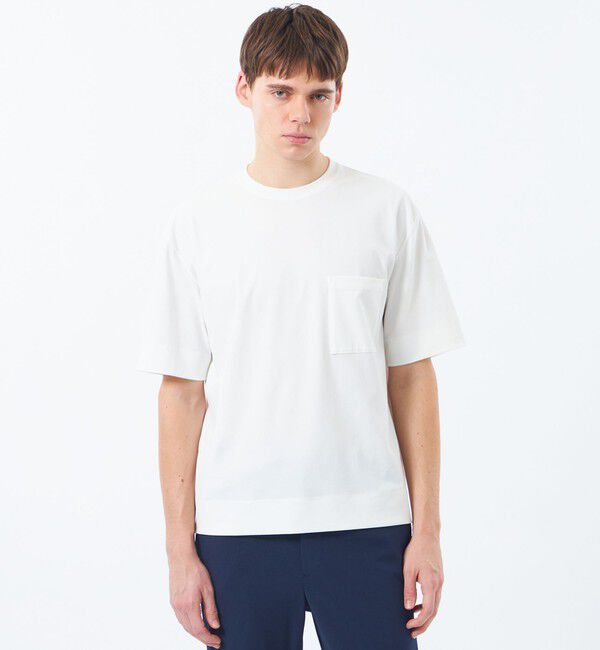 MACKINTOSH PHILOSOPHY「【予約販売】ブリテック 五分袖ポケT ドライフラットストレッチクロス」|Tシャツ・カットソー|ホワイト