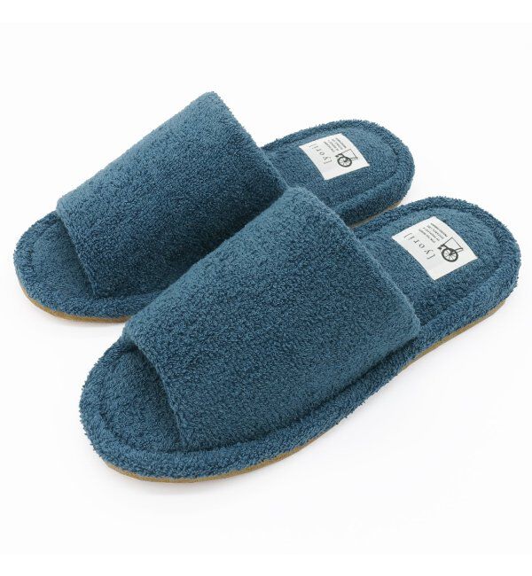 TOKYO DESIGN CHANNEL「yori パイル外縫いスリッパ L」|ルームシューズ|ブルー