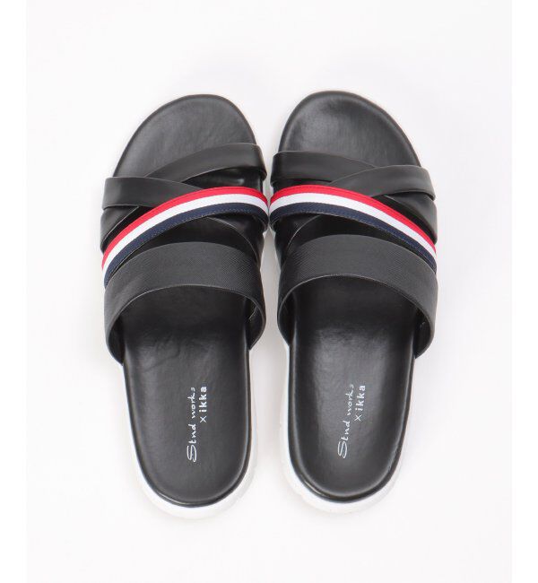 ikka「切り替えコンフォートサンダル」|その他|ブラック