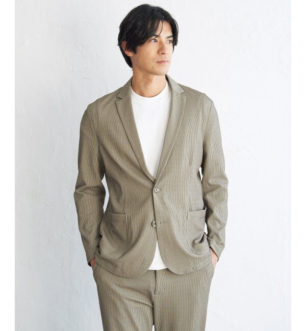 IKKA LOUNGE「【セットアップ対応】GOKU楽ワークサッカージャケット」|テーラードジャケット|ベージュ