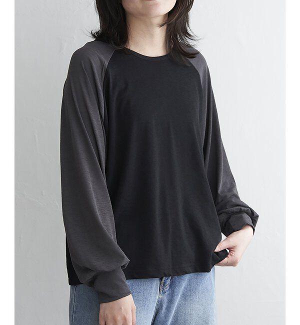 VENCE share style「ラグラン配色切り替えトップス」|その他|ブラック
