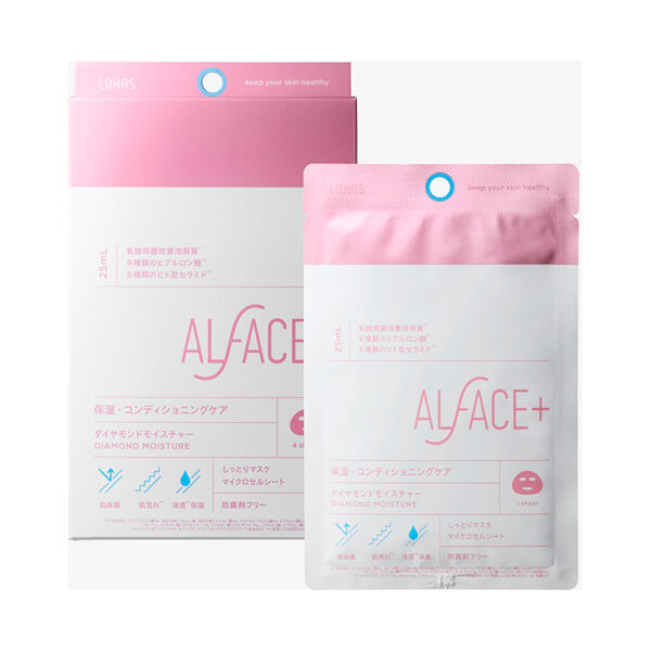 ALFACE＋（オルフェス）「ALFACE+(オルフェス) ダイヤモンドモイスチャー しっとりマスク (25ml&times;4枚入りBOX)」|フェイスマスク・パック|