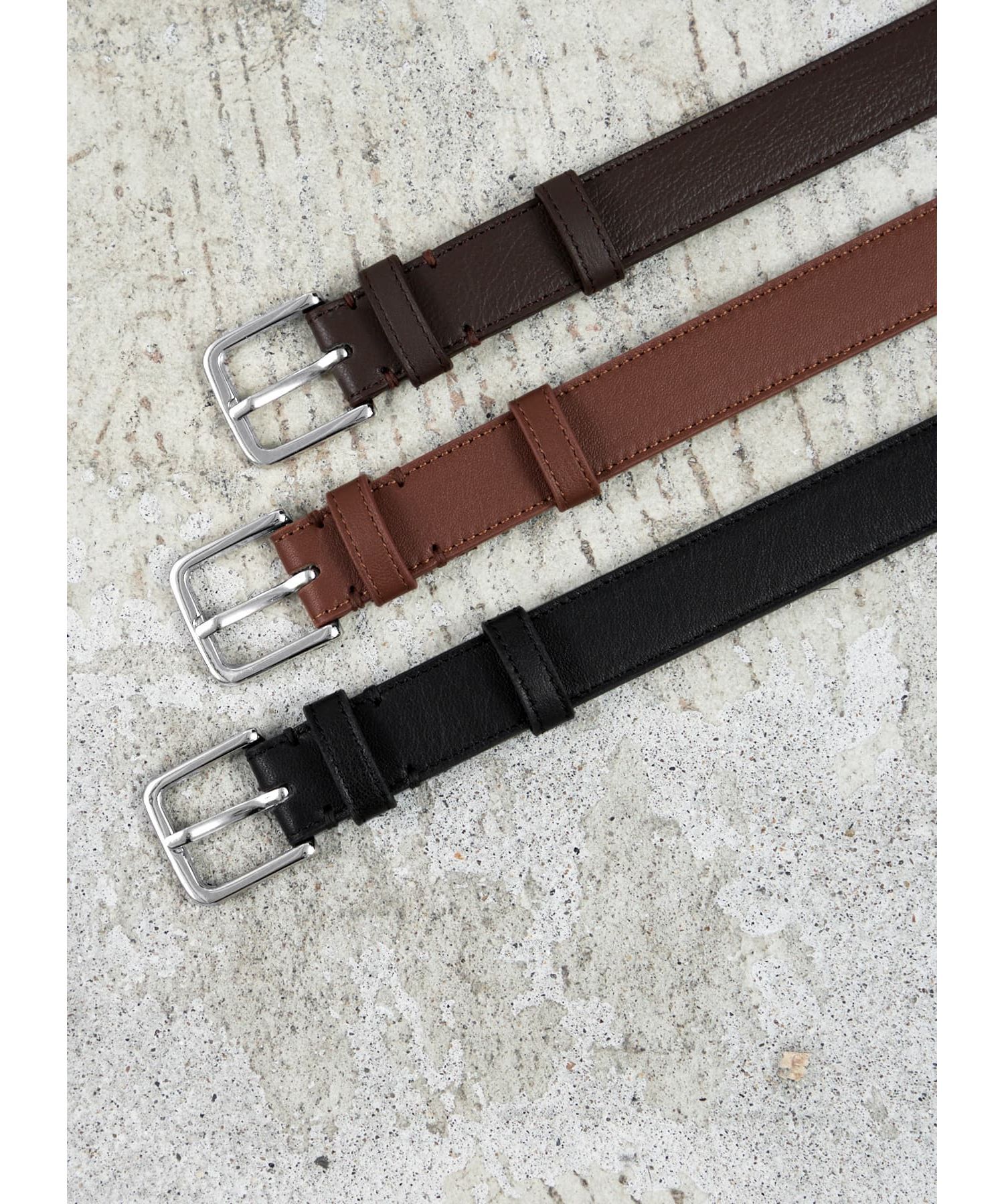 STYLE DELI「25mmスクエアオフバックルレザーベルト／SV金具」|ベルト|