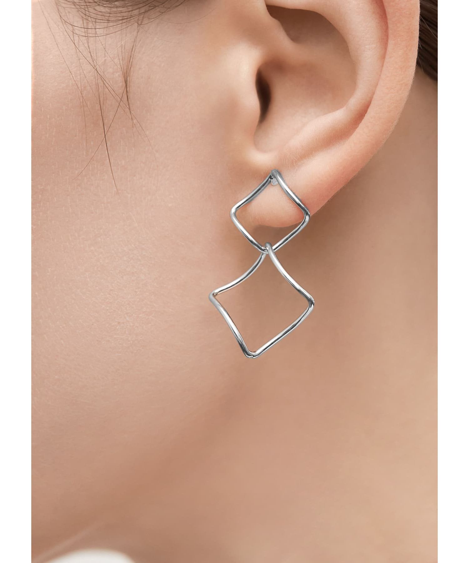 STYLE DELI「ダブルひし型ラインピアス」|ピアス|シルバー