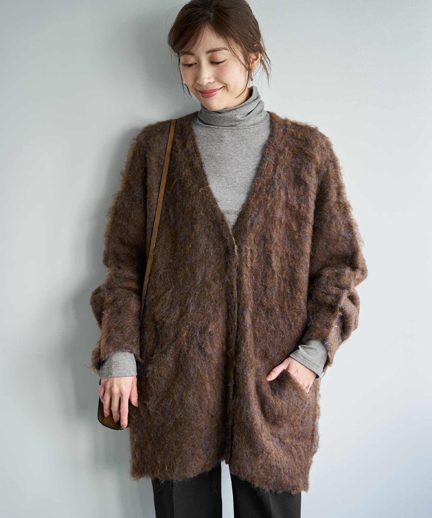 STYLE DELI「【LUXE】毛起こしブークレジャケット風カーディガン」|ニット・セーター|