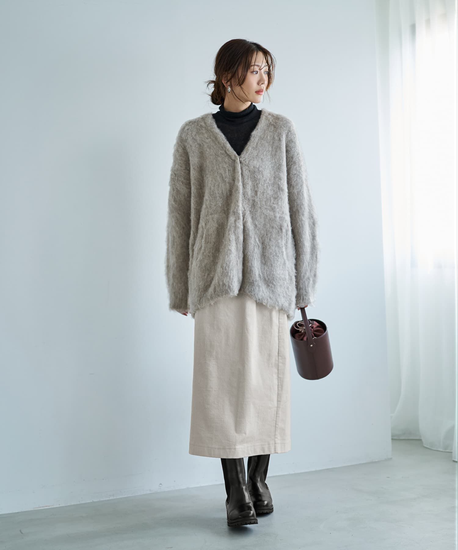 STYLE DELI「【LUXE】毛起こしブークレジャケット風カーディガン」|ニット・セーター|