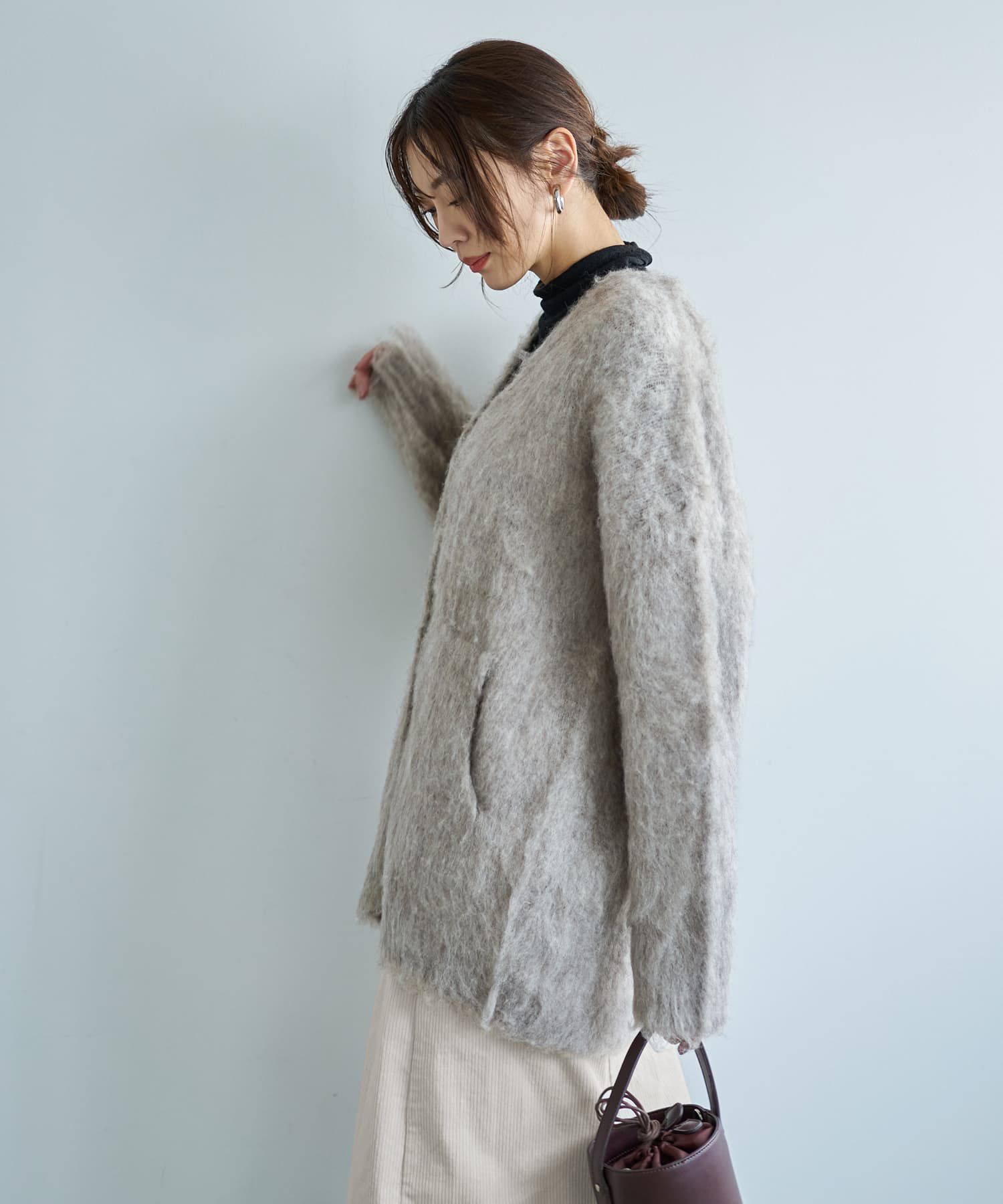 STYLE DELI「【LUXE】毛起こしブークレジャケット風カーディガン」|ニット・セーター|