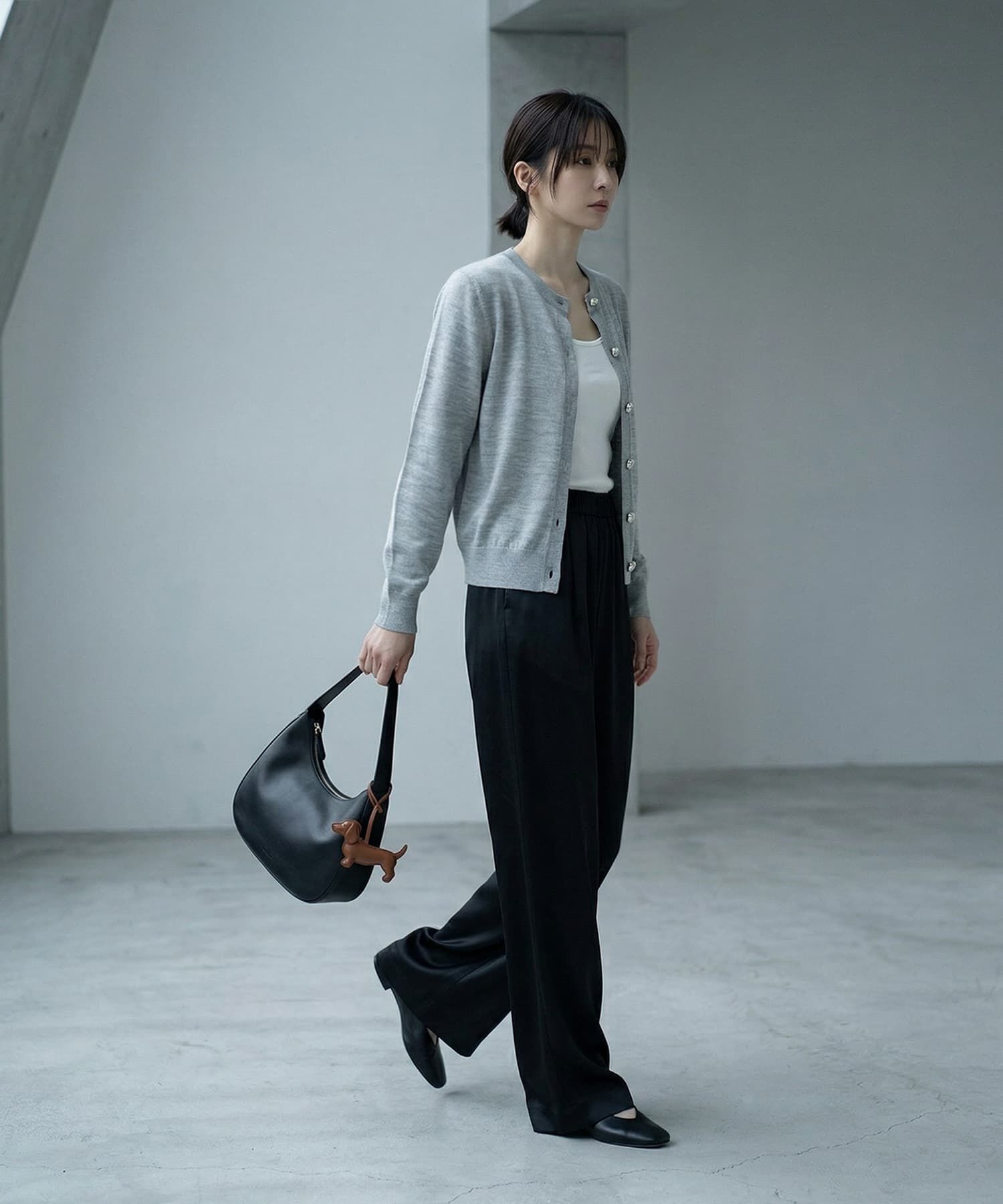 STYLE DELI「【BLK001】サテンイージーパンツ」|スラックス|